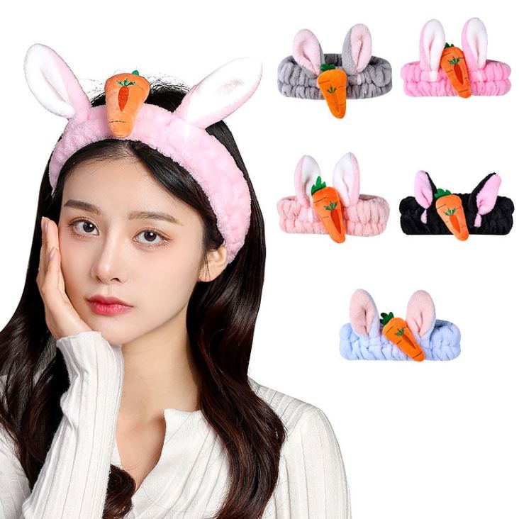 Băng đô rửa mặt trang điểm tai thỏ mix carot b4 siêu hot