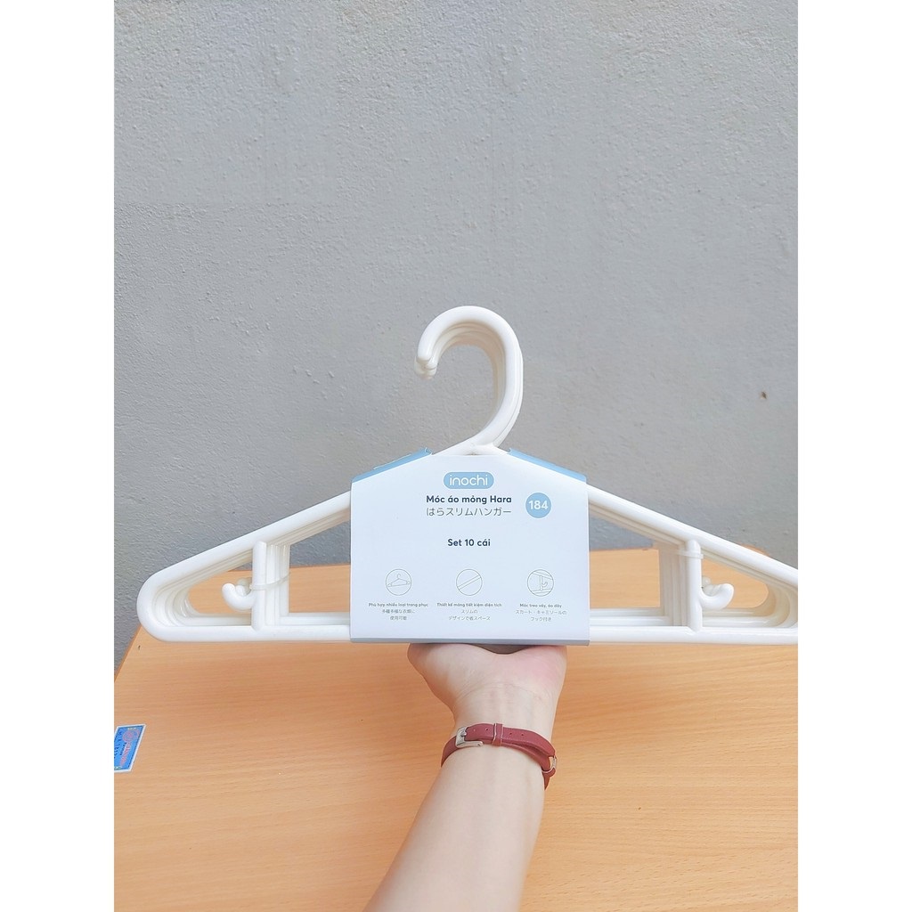 Móc quần áo mỏng Hara 184 Nhựa INOCHI bền đẹp - set 10