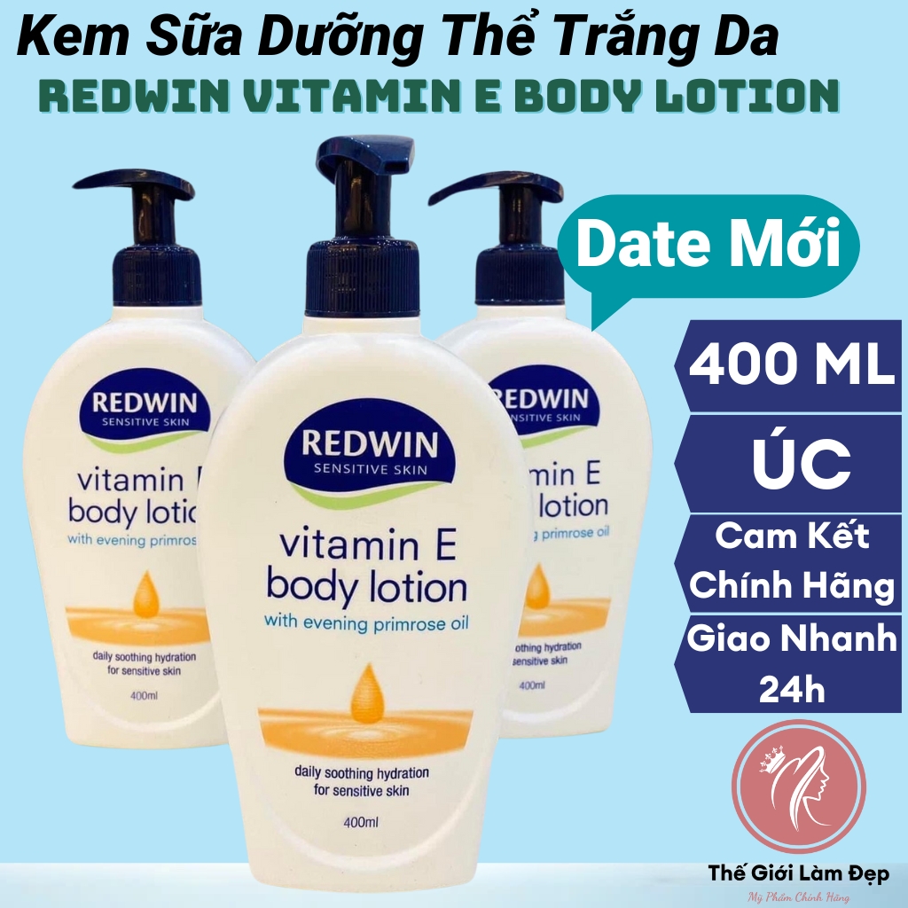 Sữa kem gel dưỡng thể ẩm trắng da Redwin Vitamin E toàn thân whitening body baby lotion cream makeup moisturizer úc 400ml,kem sức bôi nứt nẻ mỹ phẩm nam nữ chăm sóc phục hồi peel da skincare giảm nếp nhăn chống lão hoá cosmetic chuyên sâu-Thế Giới Làm Đẹp