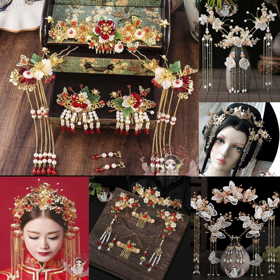 Full set Trâm cài tóc trang sức cổ trang