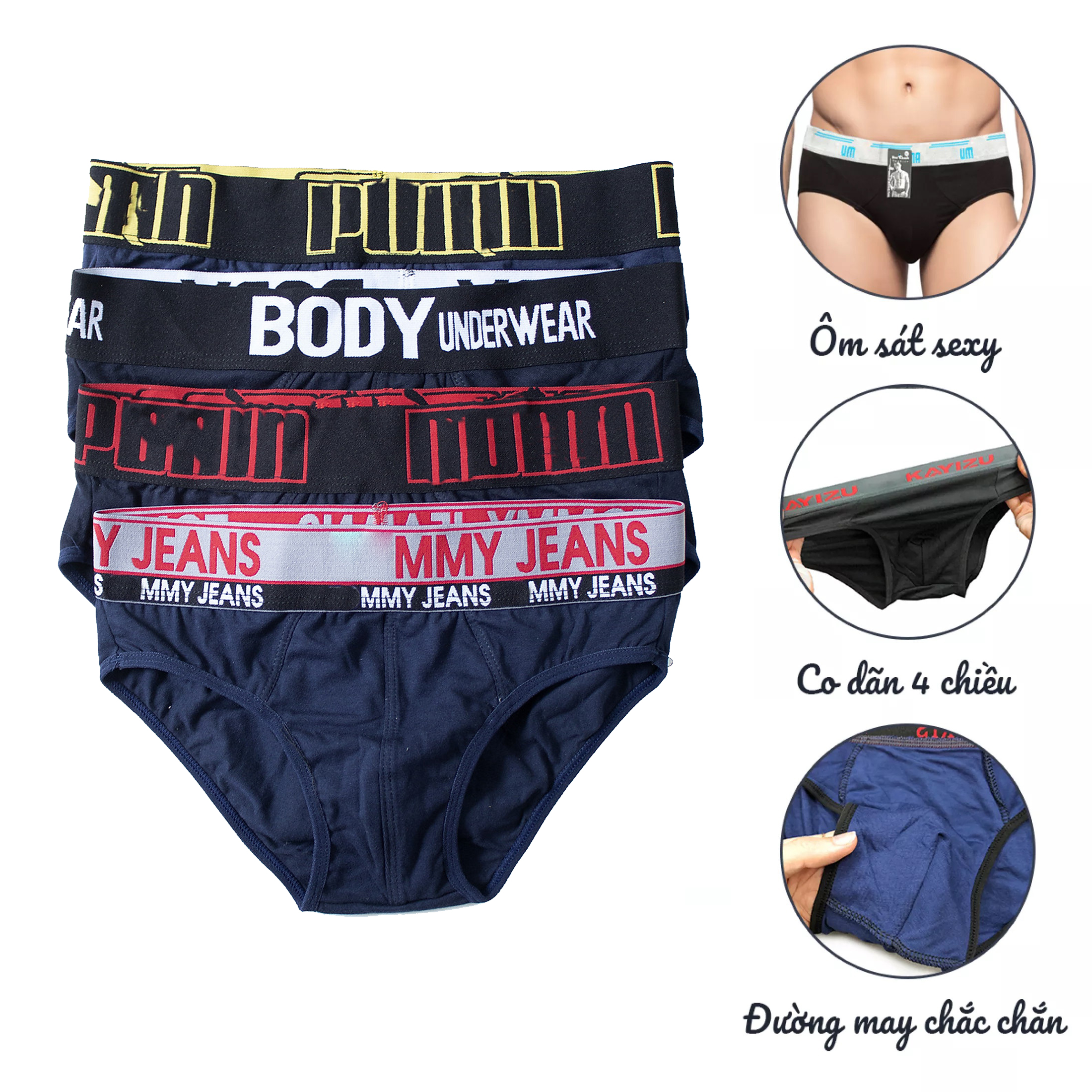 Combo 5 Quần lót nam cotton nhiều màu cao cấp tam giác vải thoáng mát co dãn 4 chiều
