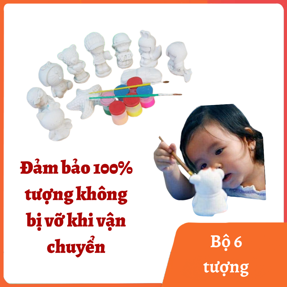 Bộ tô tượng cho bé - Đồ chơi trẻ em bằng thạch cao tặng màu và bút vẽ