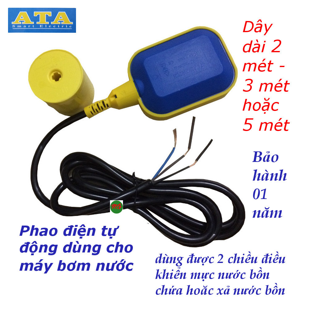 Phao điện tự động dùng cho máy bơm nước - dùng được 2 chiều điều khiển mực nước bồn chứa hoăc xả nước bồn ATA ( dây dài 2 mét - 3 mét  hoặc 5 mét )