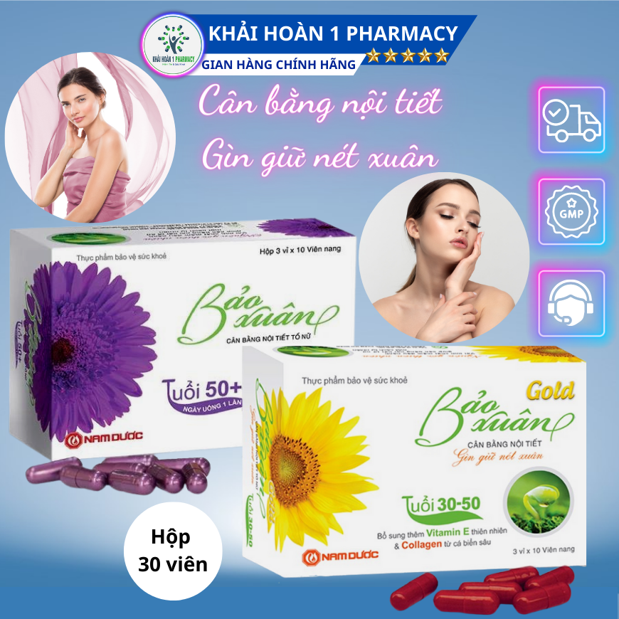 Viên uống bảo xuân 30+ & bảo xuân 50+ giúp cân bằng nội tiết, giữ gìn nết xuân - hộp 30 viên