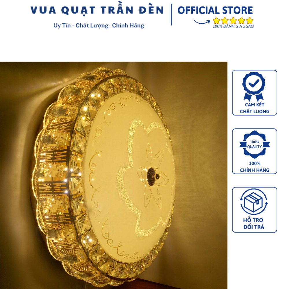 Đèn ốp trần pha lê hiện đại qtd678, đèn led ốp trần trang trí nội thất phòng khách, hàng nhập khẩu⭐️vua quạt trần đèn