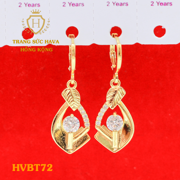 Bông Tai, Hoa Tai, Khuyên Tai Nữ Cá Tính Dáng Dài Đính Đá, Titan Xi Mạ Vàng Non 10k, 18k, 24k Thật Cao Cấp (Không Bị Đen) - Trang Sức Hava Hong Kong