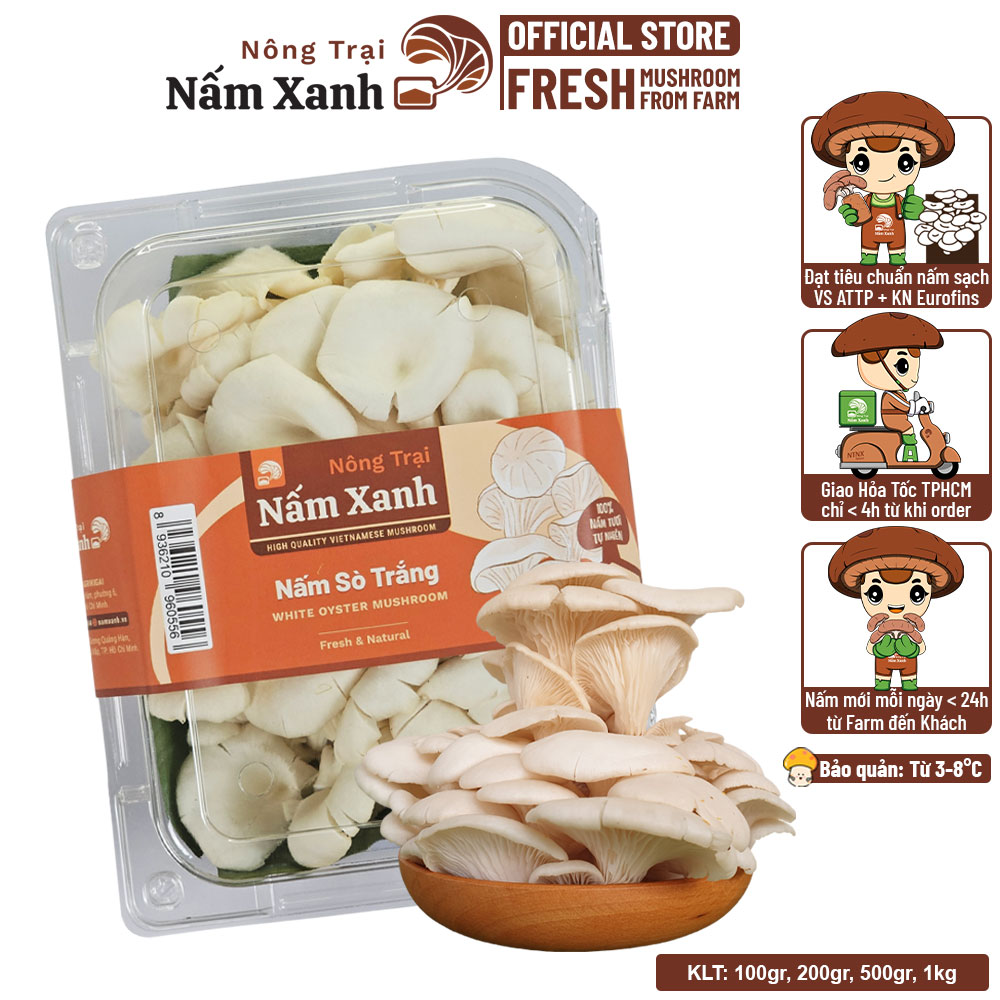 [HCM] Nấm Sò Trắng Tươi Ngon - Nông Trại Nấm Xanh