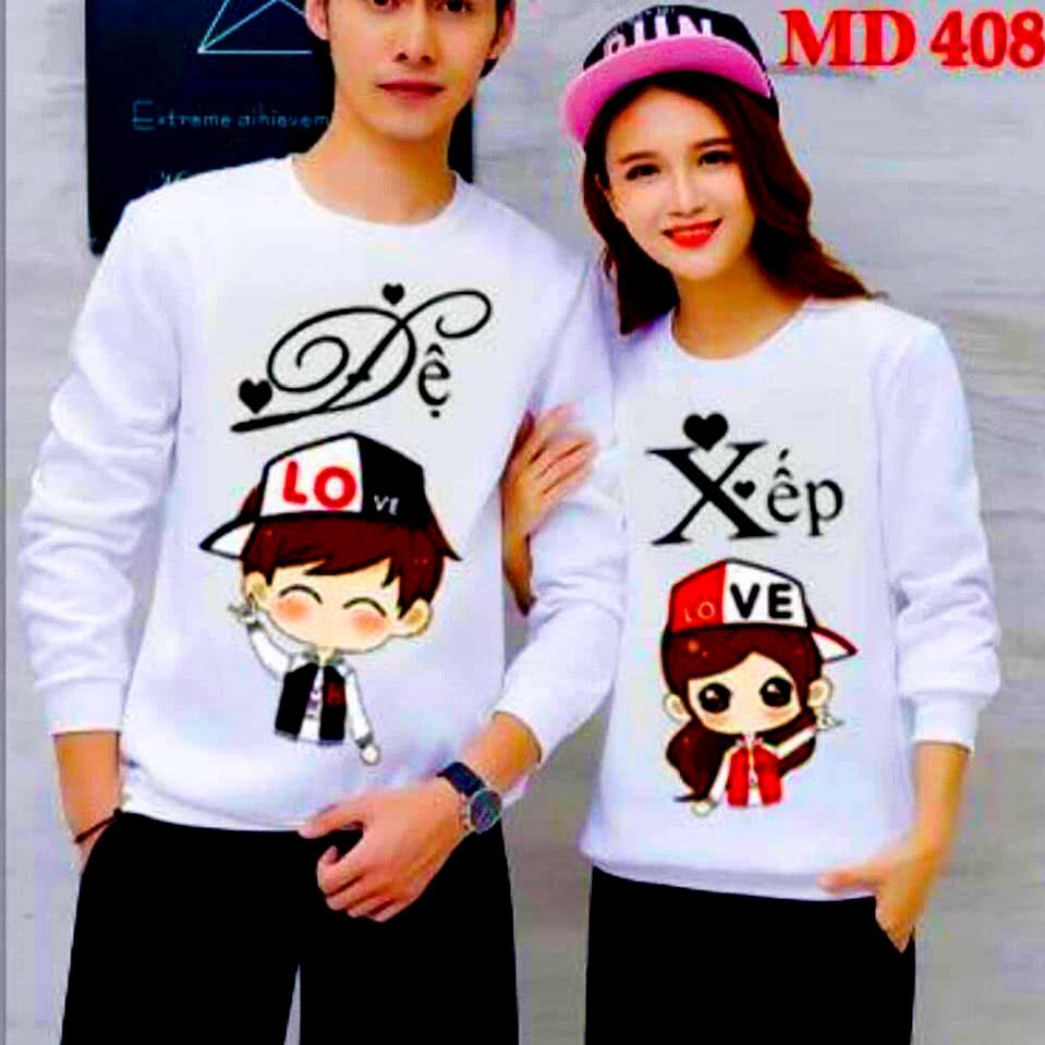 áo đôi xếp đệ nỉ bo tay bo cổ chất dày dặn