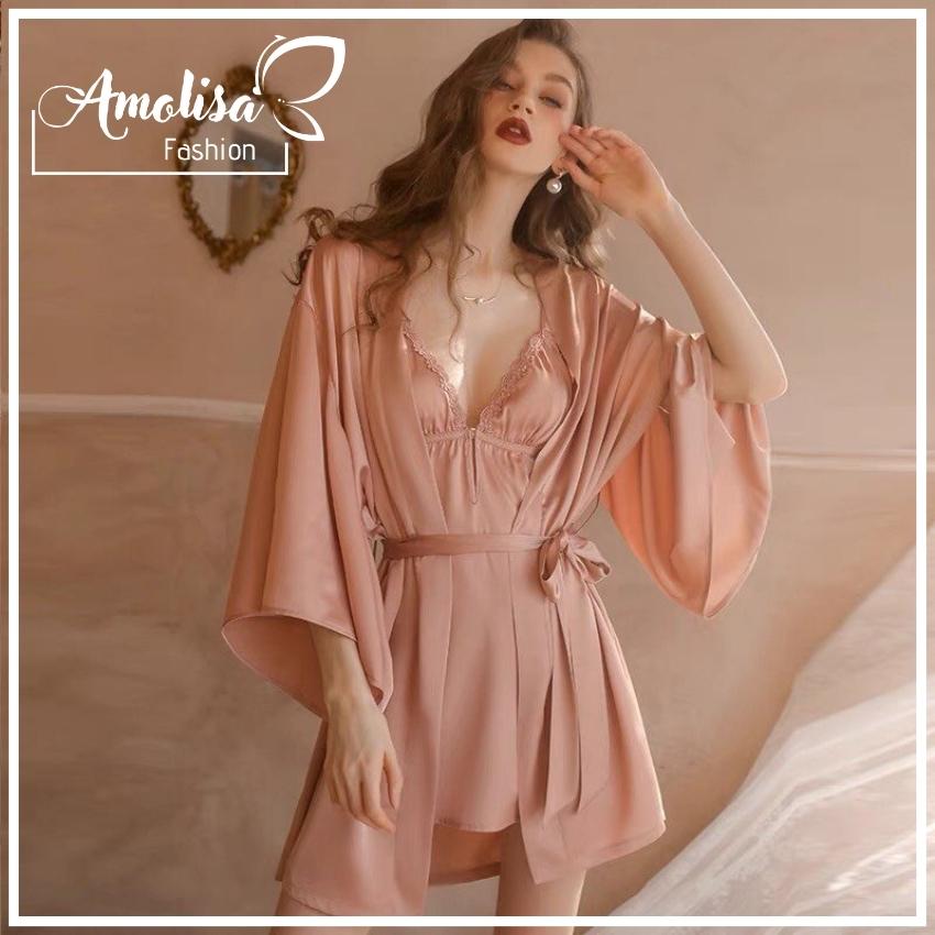 Áo choàng ngủ lụa cao cấp siêu sexy ac01 , áo choàng khoác váy ngủ siêu xinh - amolisa
