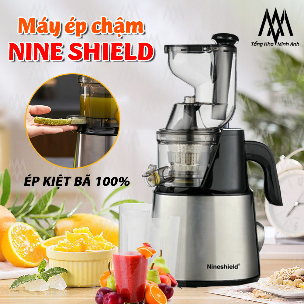 [BẢN NÂNG CẤP] Máy ép trái cây Nine shield F10B - Ép kiệt bã - Cổ phễu to - Máy ép chậm Nineshield - Máy ép hoa quả - Hàng chính hãng