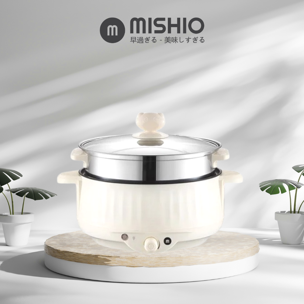 Nồi lẩu điện 4.0L Mishio kèm xửng hấp inox 304