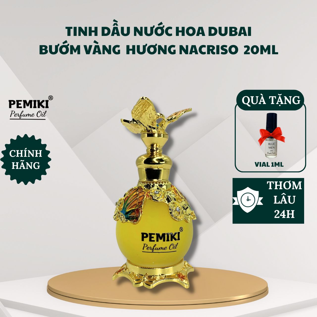 Nước hoa tinh dầu dubai PEMIKI Nacriso mẫu bướm vàng 20ml thơm lâu 24h - PEMIKI Perfume