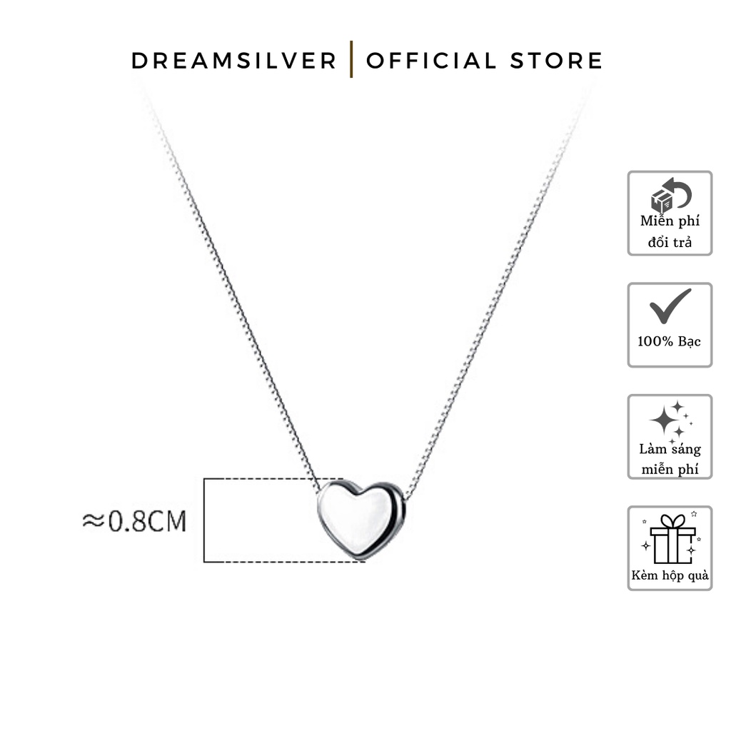 Dây chuyền bạc dreamsilver, vòng cổ bạc ý plain heart dc018