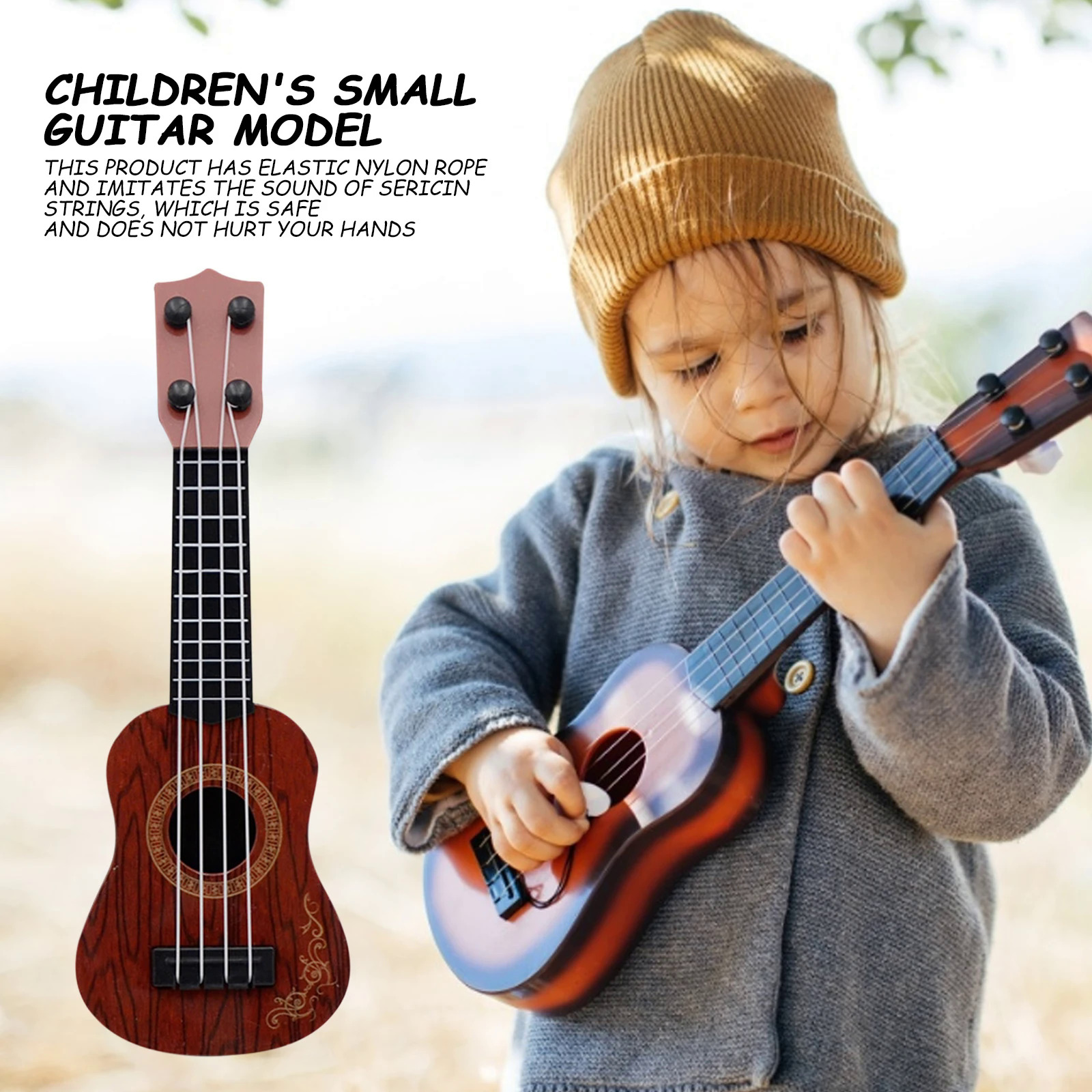 Trẻ em cổ điển Ukulele Guitar đồ chơi Trọng lượng nhẹ giáo dục sớm guitar nhỏ Nguồn cung cấp bên có thể điều chỉnh cho trẻ em Quà tặng kỳ nghỉ