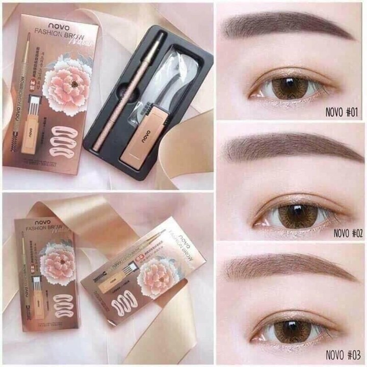 Bộ Khung Kẻ Lông Mày, Chì Kẻ Chân Mày Tặng Kèm 3 Dáng Khuôn Kẻ Mày Novo Fashion Mẫu 161