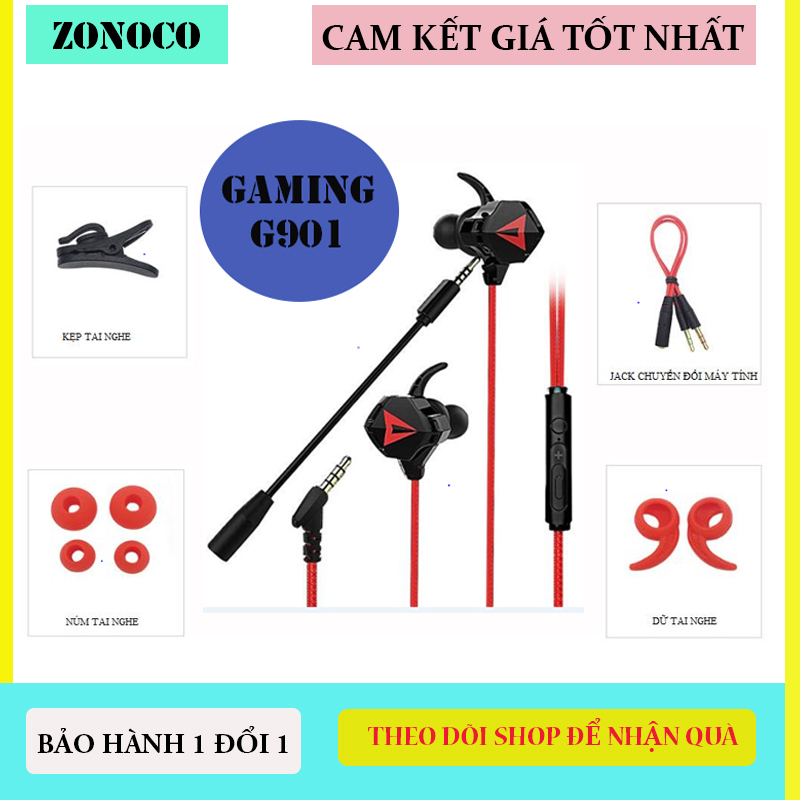 Tai nghe Gaming có mic G901 Jack 3.5mm; tai nghe chơi pubg, game mobile…; tai nghe gaming PC, tai nghe jack 3.5mm; tai nghe nhét tai gaming; tai nghe gaming cho điện thoại; tai nghe máy tính laptop có mic