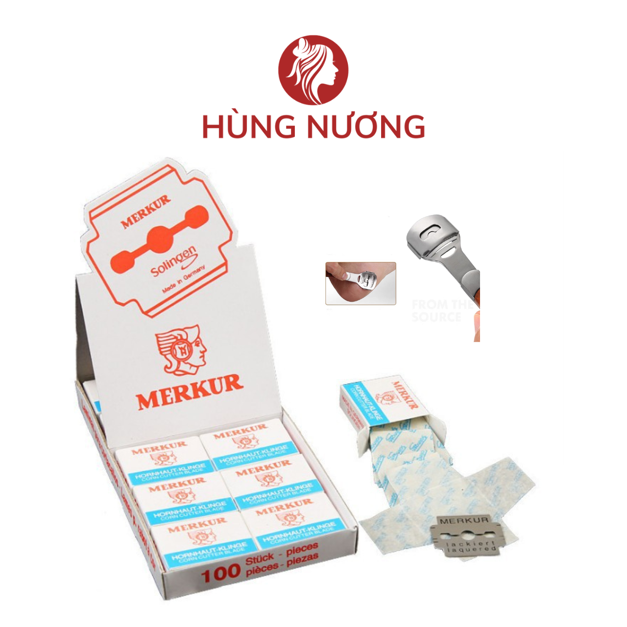 Lưỡi dao cạo gót Merkur, lưỡi cạo gót chân hộp 100 lưỡi