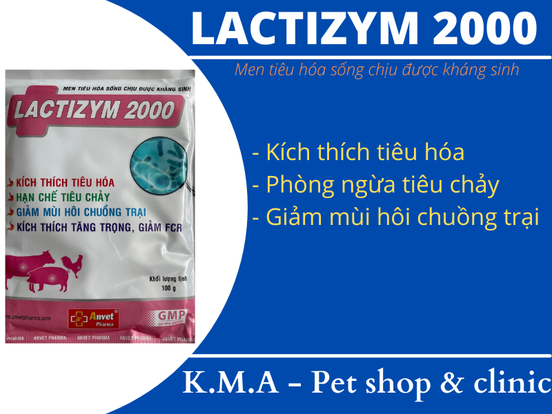 Lactizym 2000 (10/1) 1kg - Kích thích tăng trọng - tiêu hóa - hạn chế tiêu chảy trên gia súc, gia cầm