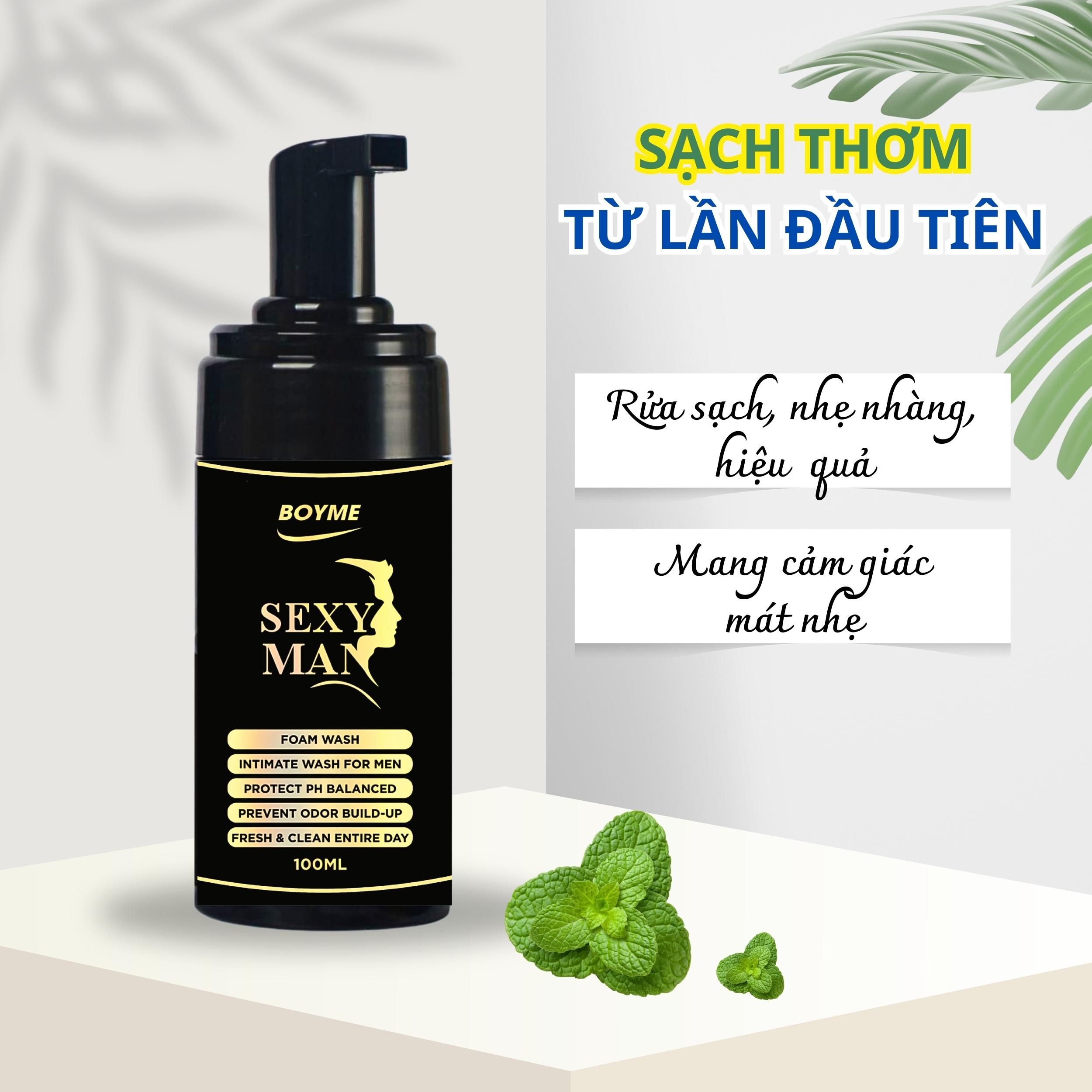 Dung Dịch Vệ Sinh Nam Dạng Bọt SEXY MAN 100ml Giúp Làm Sạch Nhẹ Nhàng Thư Giãn Dễ Chịu Với Hương Bạc Hà The Mát