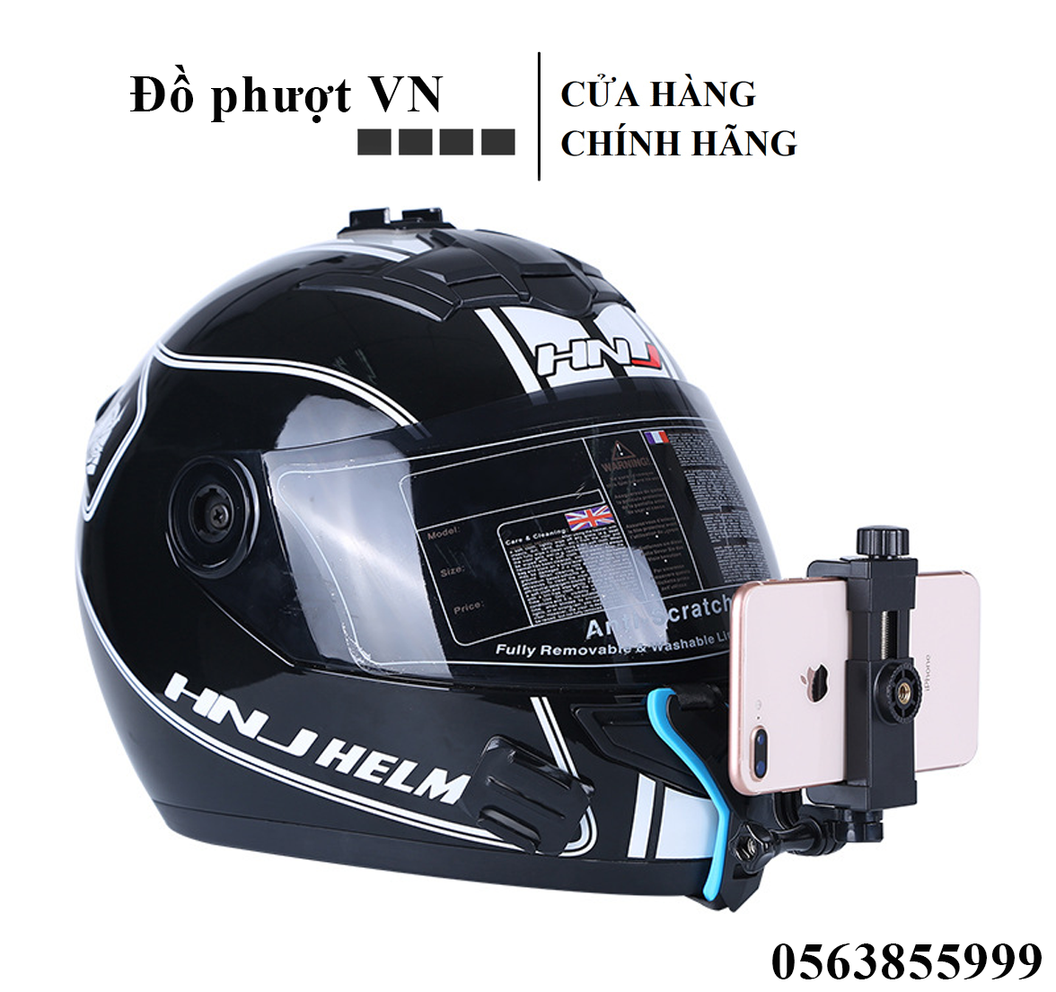 Mount gắn cằm điện thoại, camera hành trình, bộ đai gắn cằm nón fullface, đai gắn camera hành trình lên cằm nón bảo hiểm
