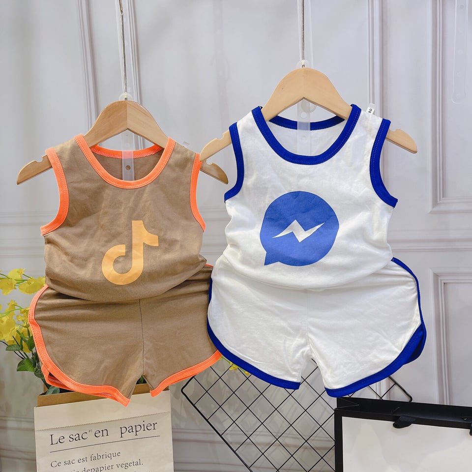 Bộ ba lỗ in hình cho bé 8-18kg | h10