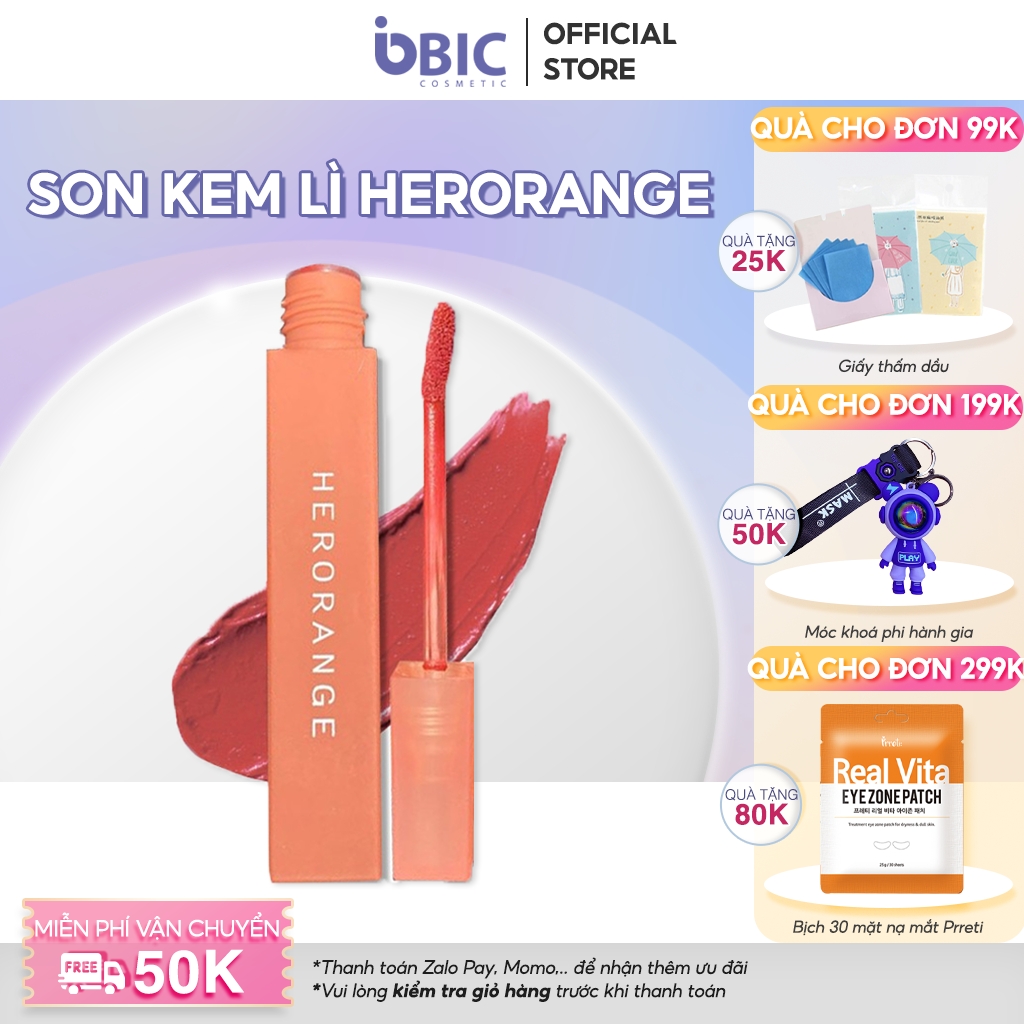 Son kem lì nhung lâu trôi mịn HERORANGE mềm môi căng mọng quyến rũ phù hợp với mọi phong cách, bảng màu đầy đủ cho nàng xinh đẹp -SM