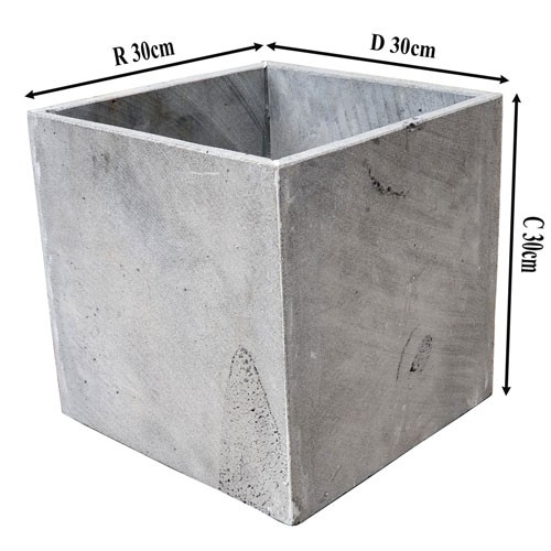 Chậu vuông 30cm trồng hoa ban công, trồng cây cảnh chất liệu đá tự nhiên màu xám đẹp