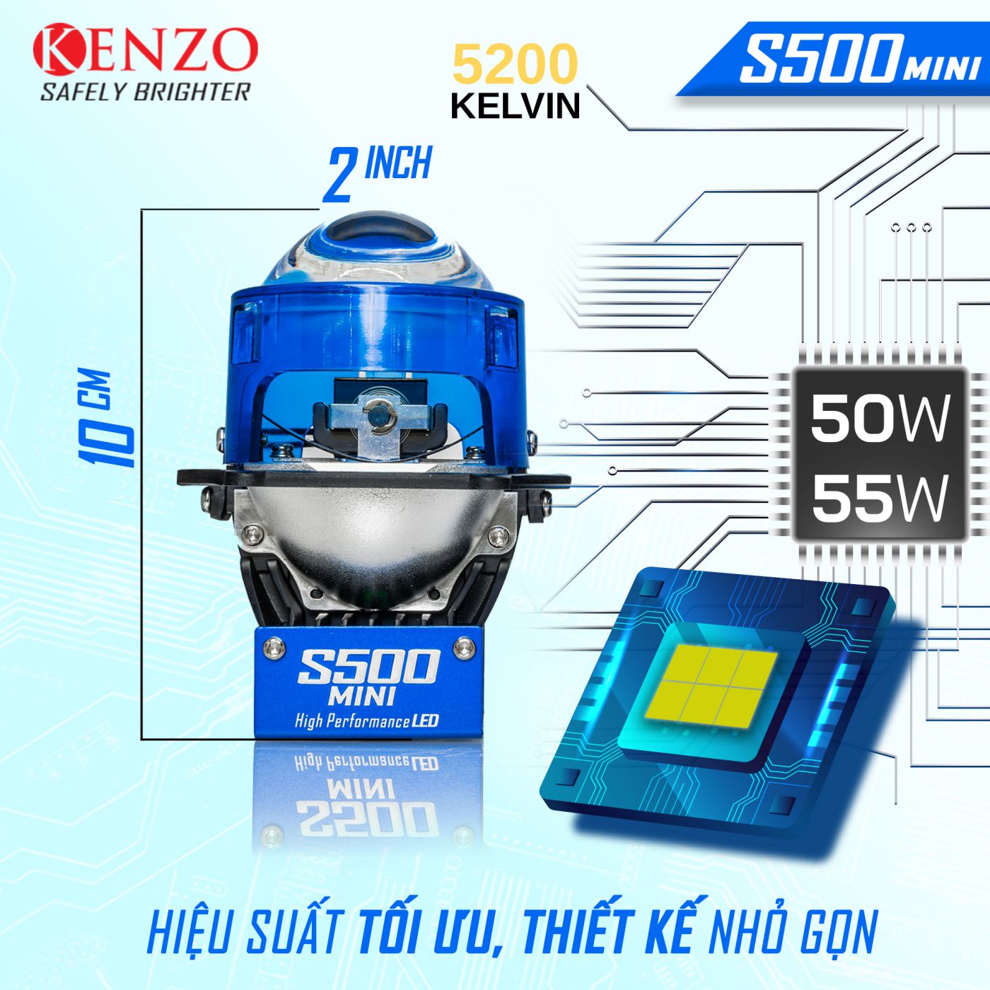 Bi LED Kenzo S500 Mini Chính Hãng 🏍 Freeship 🏍 BI LED HIỆU SUẤT CAO