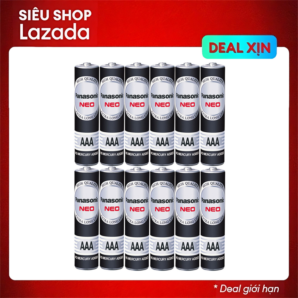 Bộ 12 pin aaa panasonic r03nt - pin than carbon 1.5v, không chảy nước