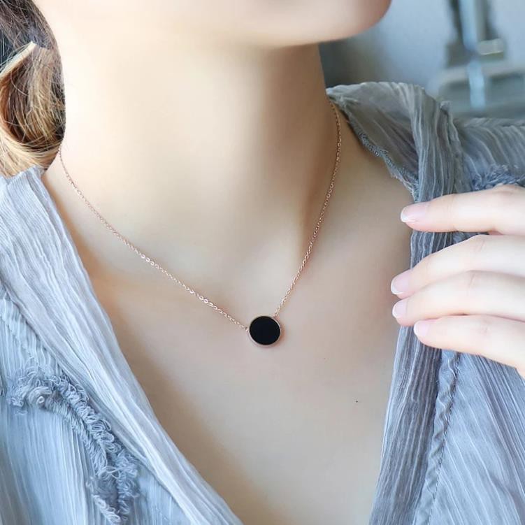 Dây chuyền nữ đẹp, dây chuyền titan không han gỉ - mẫu mặt đá đen trơn cá tính