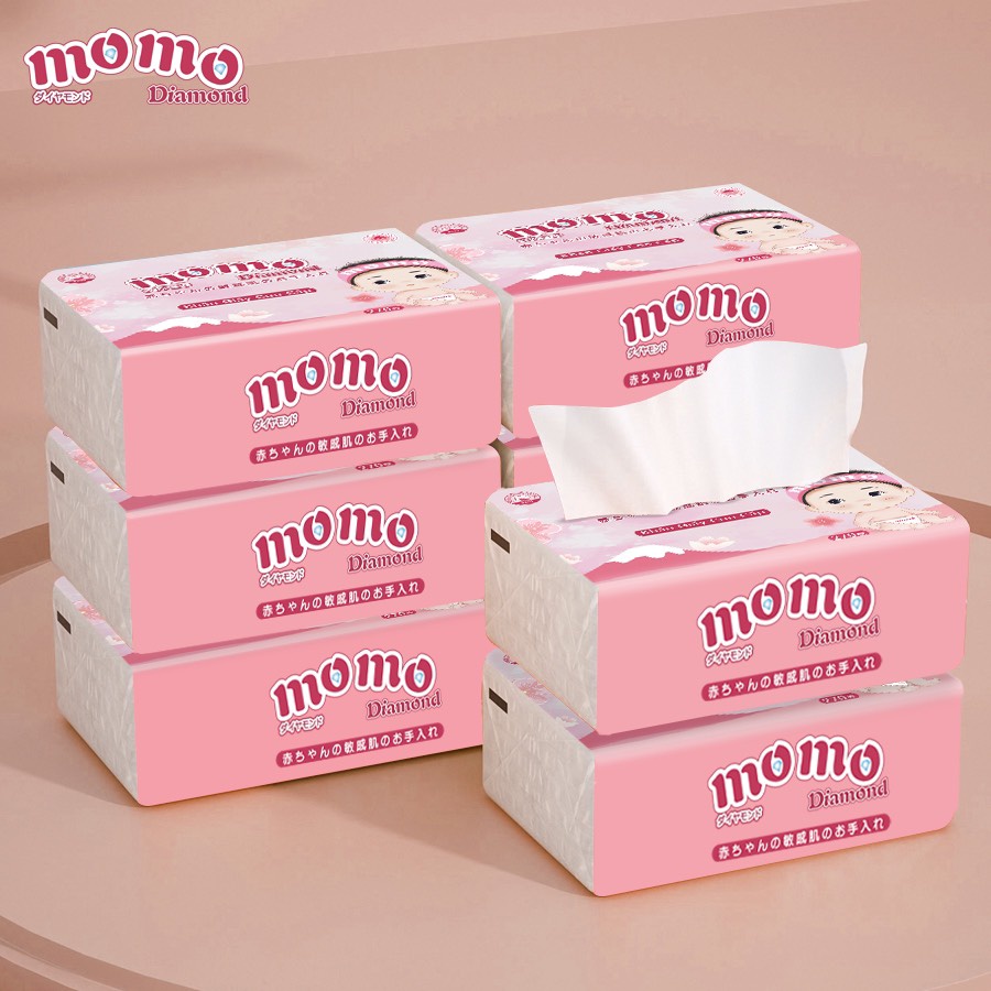 Khăn giấy ăn Momo Diamond 4 lớp siêu dai, mềm, mịn, siêu tiết kiệm