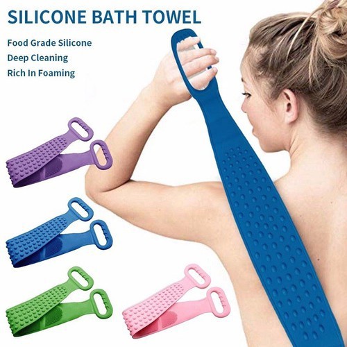 Dây cọ lưng 2 mặt silicone - Cọ Tắm Silicon Dây Tắm Chà Lưng Silicon 2 Mặt