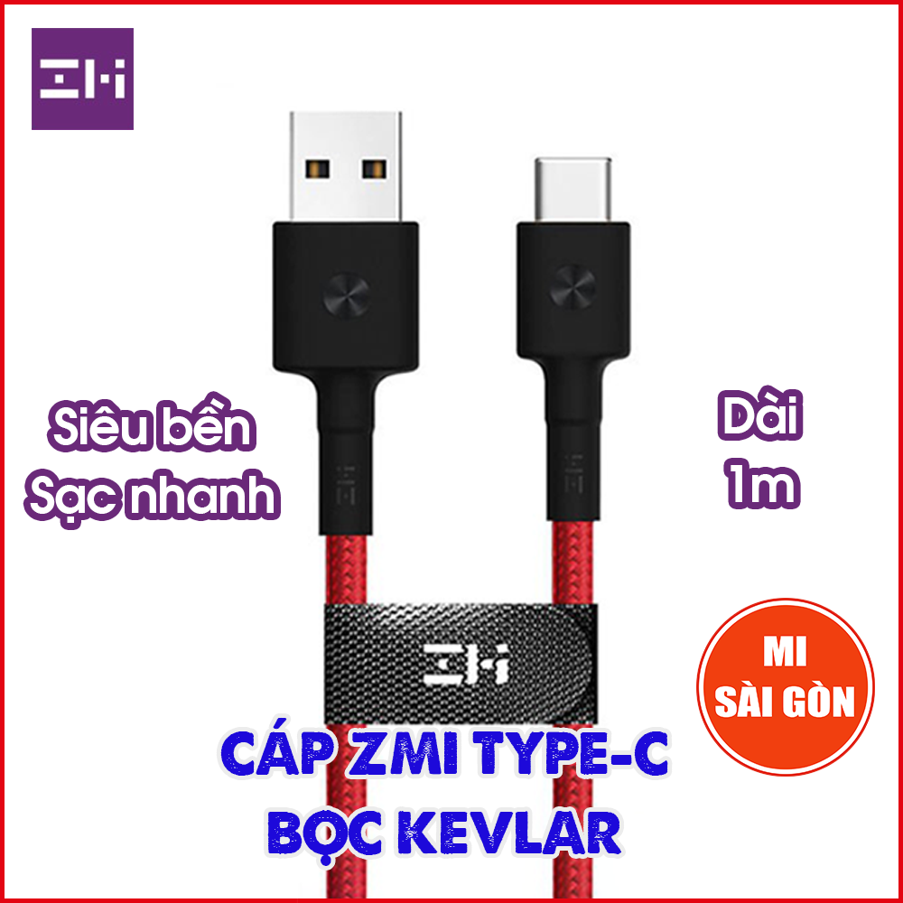 [HỎA TỐC 2H] Cáp Type C bọc sợi Kevlar ZMI AL401 (Dài 1m - dây bọc màu Đỏ)