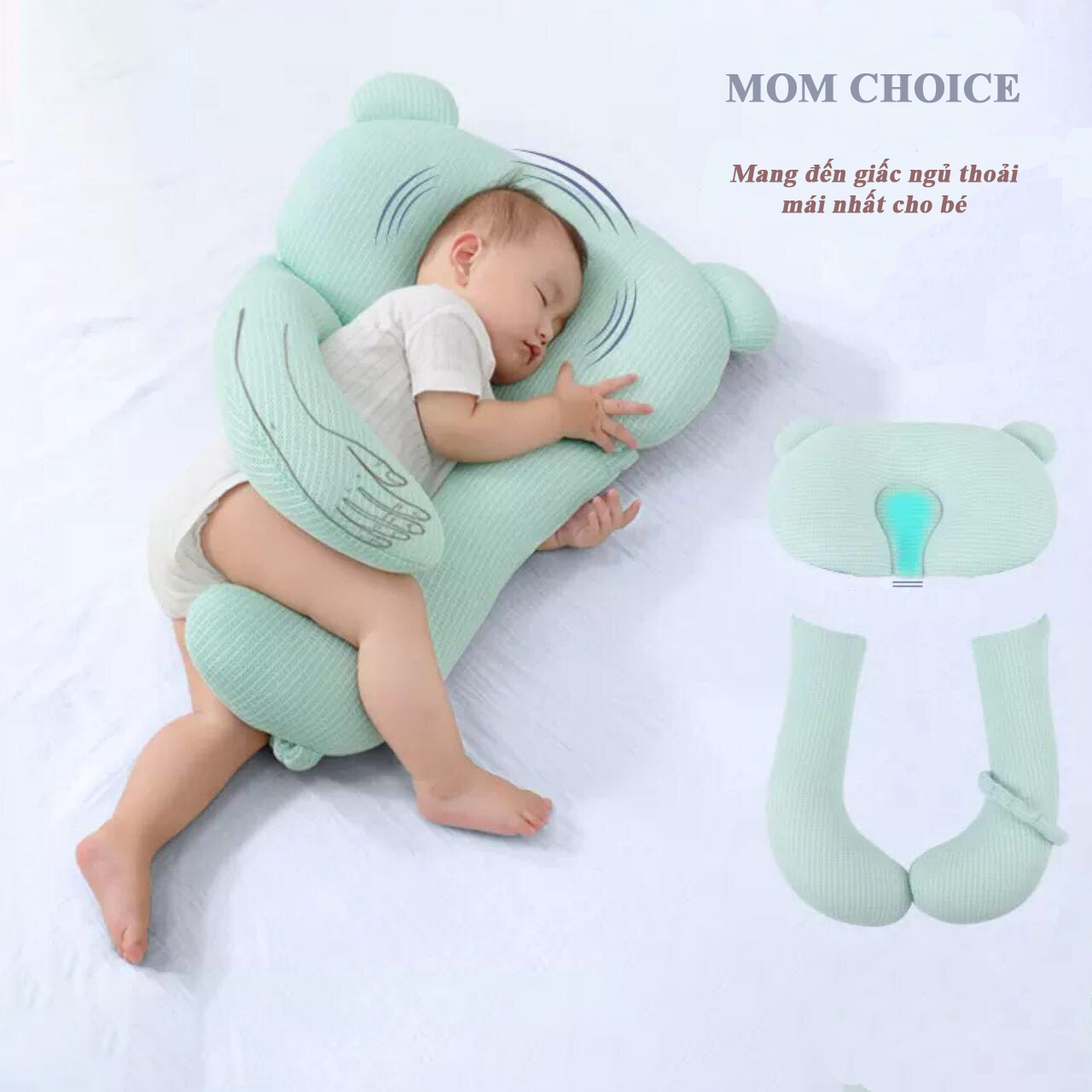 Gối ôm cho bé sơ sinh Gối chữ u cho bé gối chặn cho bé ngủ ngon chống méo đầu giật mình ở trẻ sơ sinh