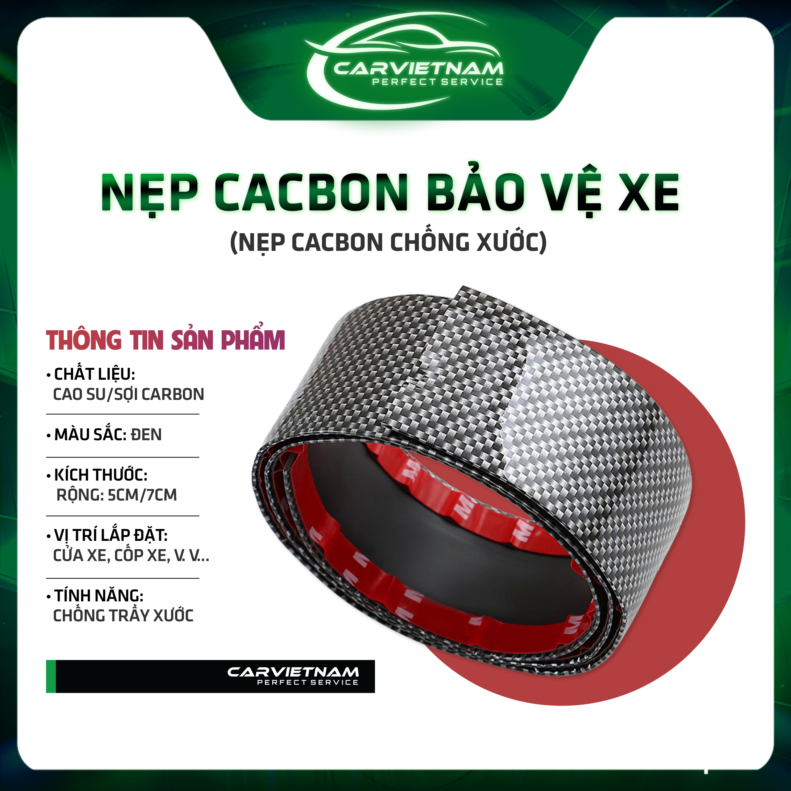 Nẹp Dán Cacbon Chống Xước Bậc Cửa/Cốp Xe Ô Tô - Bảo Vệ Trang Trí Xe Chống Trầy Xước - Phụ Kiện Ô Tô Ccar Vietnam