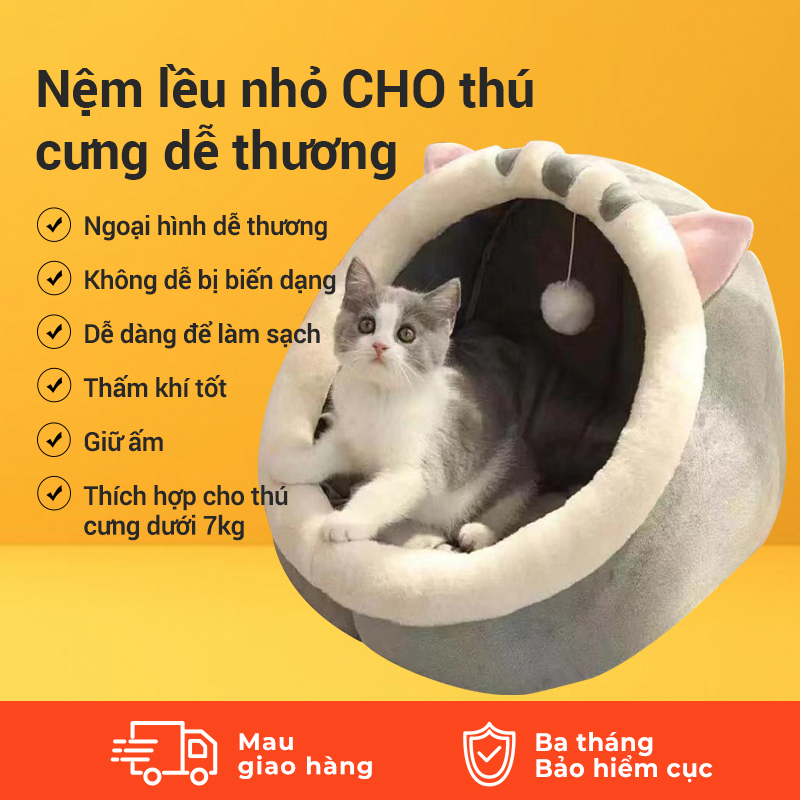 Nệm nằm dạng lều nhỏ dễ thương có thể giặt rửa cho thú cưng