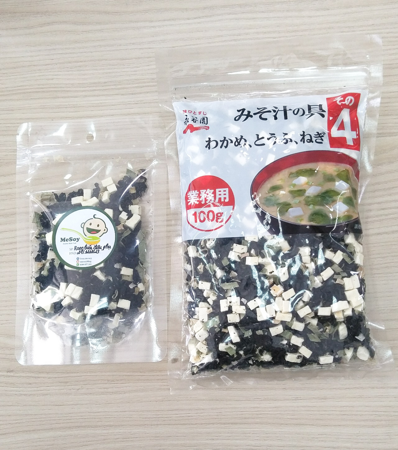 Rong biển wakame đậu phụ khô nấu canh miso cho bé 20gr