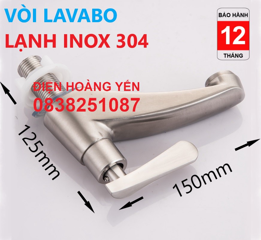 vòi lavabo lạnh inox 304 dùng nước lạnh tay gạt mở nước