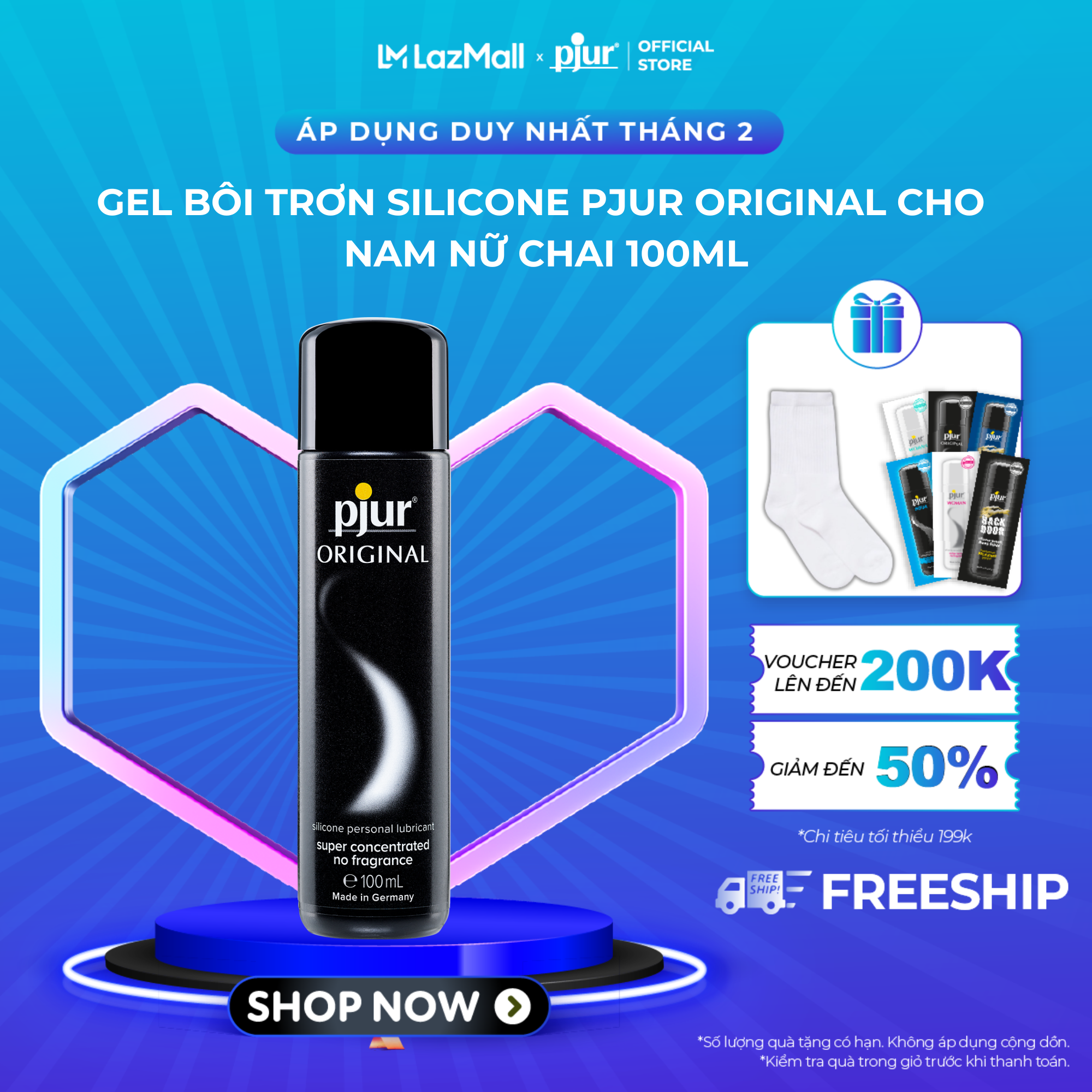 Gel bôi trơn quan hệ silicone Pjur Original cho nam nữ chai 100ml có hiệu quả cao, không gây bết dính an toàn cho mọi da pjur silicone lubricant