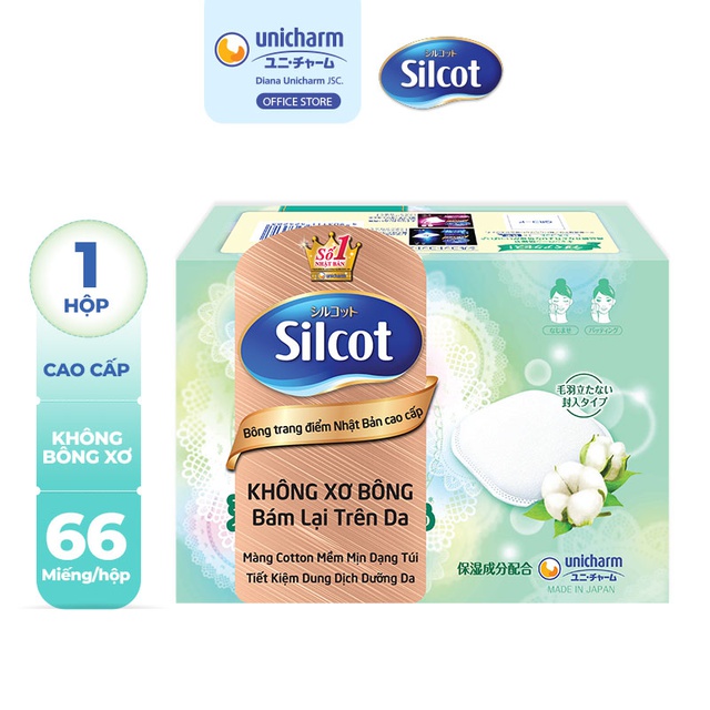 Bông trang điểm (bông tẩy trang) cao cấp Silcot Premium 66 miếng/hộp