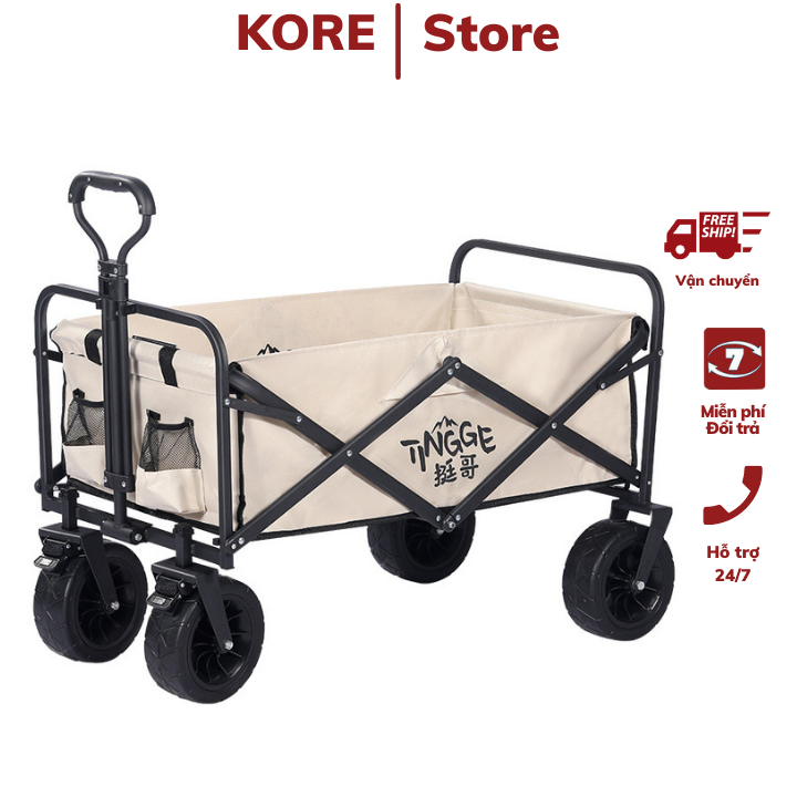 Xe kéo đồ đi du lịch dã ngoại gấp gọn IHIKER 160L làm bàn để đồ có bánh xe tay kéo di chuyển tiện lợi