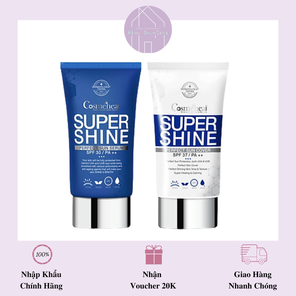 Cosmeheal Super Shine Perfect Sun - Serum &amp; Kem Chống Nắng Nội Sinh 60ml