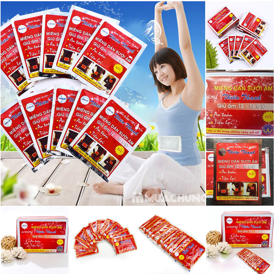 5 Miếng dán sưởi ấm Thiên Thanh - siêu tiện ích, kích thước nhỏ gọn, thời gian giữ nhiệt lâu 12 giờ - 16 giờ