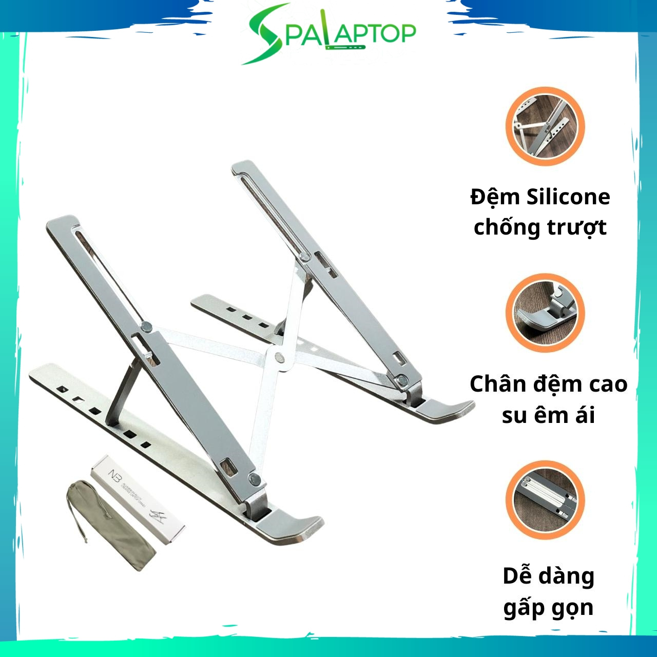Giá đỡ Laptop gấp gọn hợp kim nhôm điều chỉnh độ cao, cải thiện tư thế - Spa Laptop