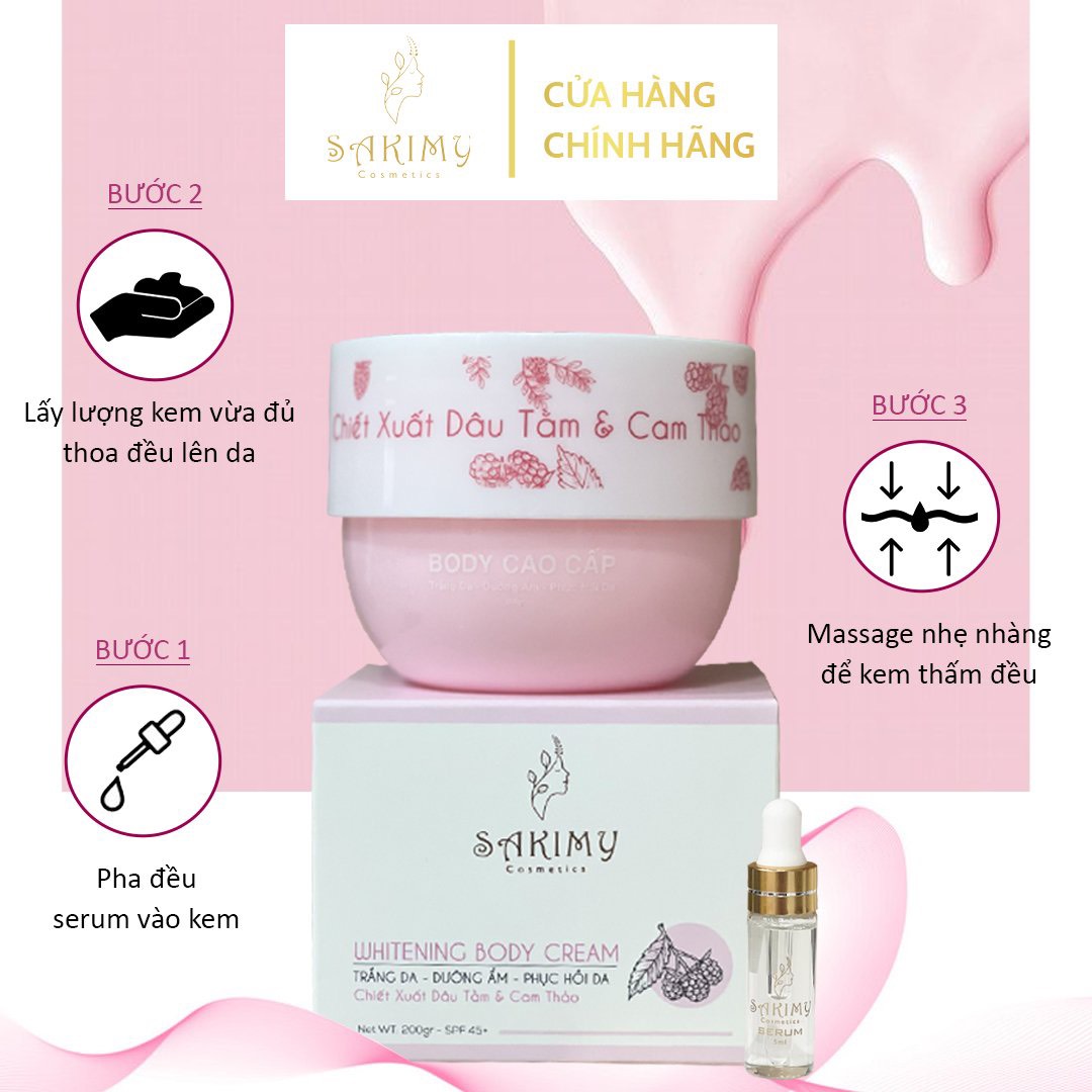 Kem Body SAKIMY tự tin với làn da trắng sáng mịn màng Combo 10 Hộp