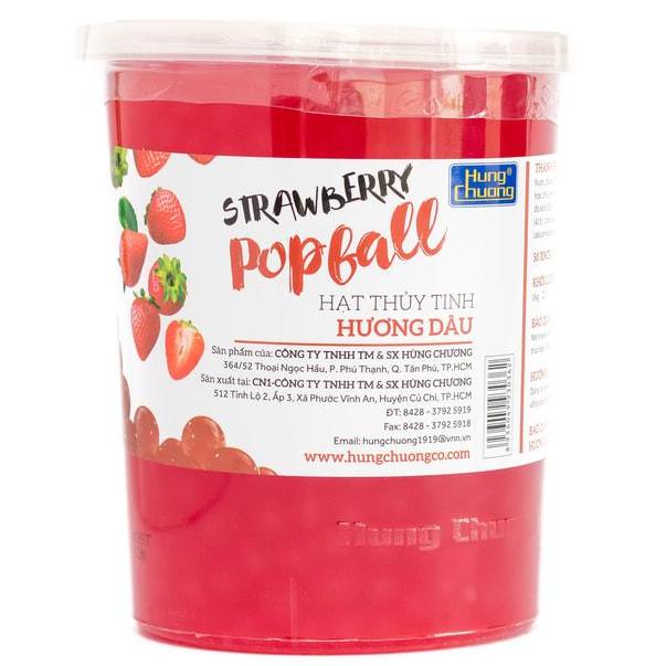 Thạch thủy tinh Popball Hùng Chương dâu Hộp 1kg uống trà, trà sữa