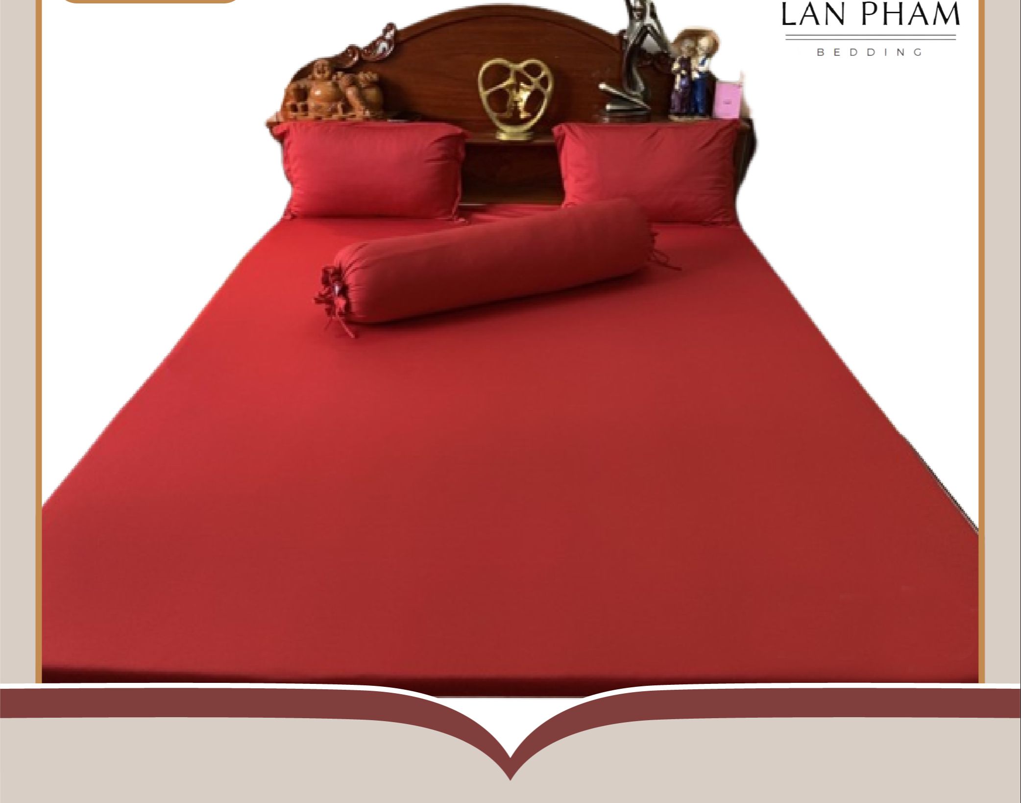 Ga - Drap Giường Lẻ Thun Mát Lạnh Lan Pham Bedding - Màu Đỏ Đô