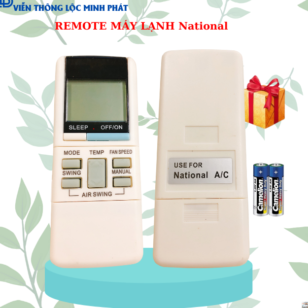 Remote máy lạnh national, điều khiển máy lạnh national a75c248 - tặng kèm pin