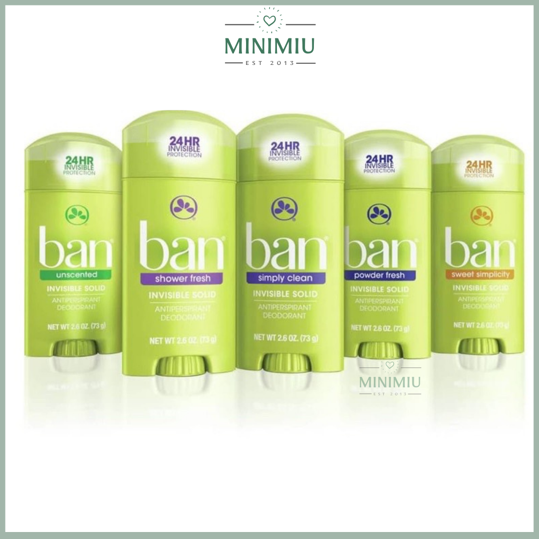 Lăn khử mùi cho nữ BAN Invisible Solid Antiperspirant Deodorant 73g-Sáp khử mùi Ban