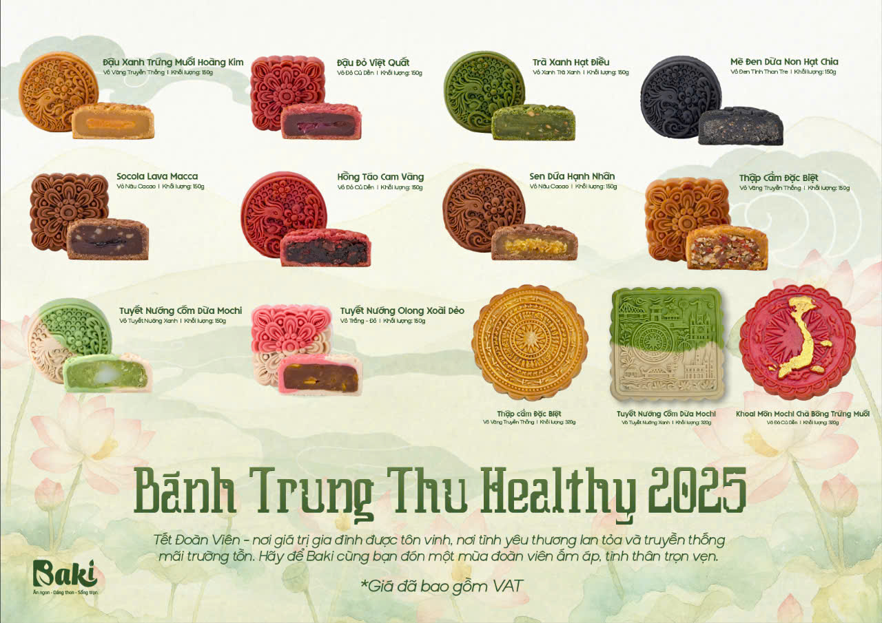 Bánh trung thu HEALTHY không thêm đường dùng bột mì nguyên cám ít calo Baker Baking 150gr
